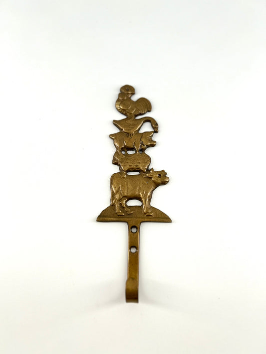 Brass Farm Animal Wall Hook